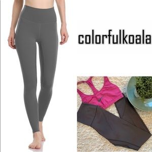 Colorfulkoala Yoga Leggings Pants High Rise Athletic Workout Barre Tights Gray